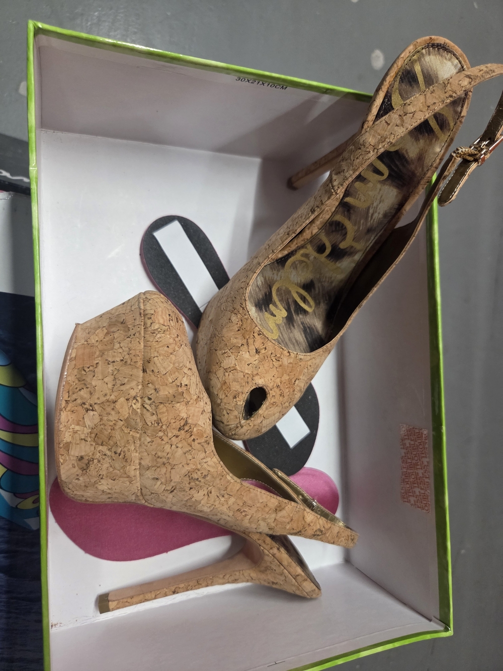 Sam Edelman Cork Platform Peep-Toe Slingbacks in Natural Cork